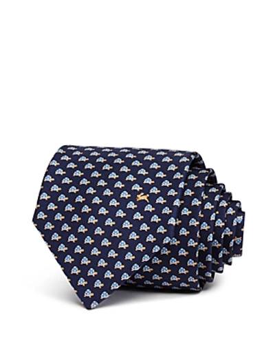 Shop Ferragamo Tortoise Silk Classic Tie In Navy/light Blue