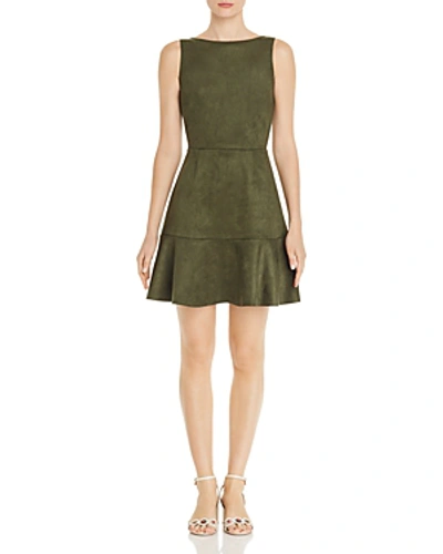 Shop Aqua Sleeveless Faux-suede Dress - 100% Exclusive In Olive