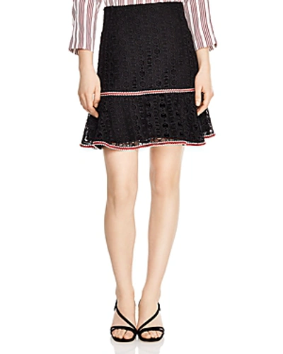 Shop Sandro Richard Chain-link Lace Skirt In Black