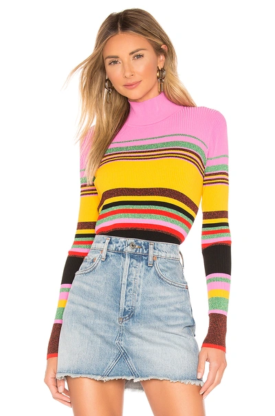Shop Diane Von Furstenberg Dara Crop Sweater In Bubblegum Multi