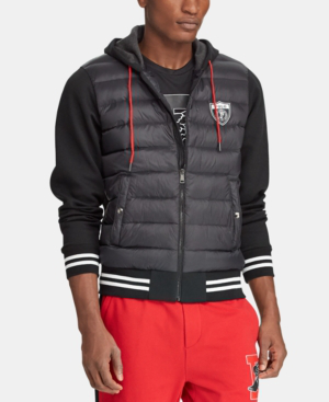 polo ralph lauren black hybrid hooded puffa jacket