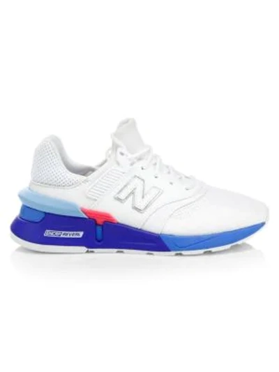 Shop New Balance Lace-up Mesh & Leather Sneakers In White