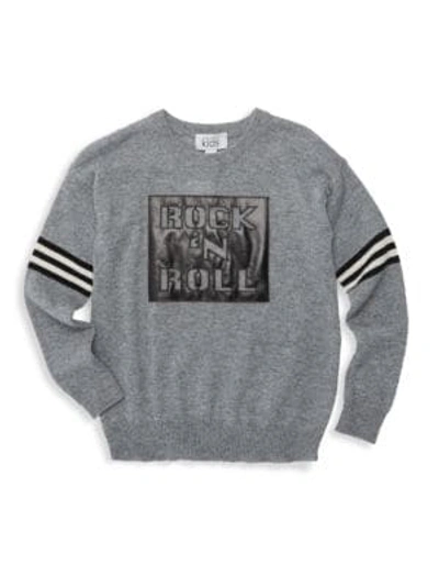 Shop Autumn Cashmere Girl's Rock And Roll Crew Sweater In Grey