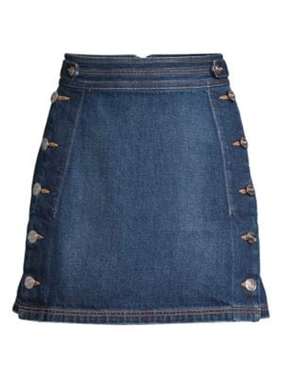 Shop Current Elliott Ballast Button Denim Skirt In Deep Lagoon