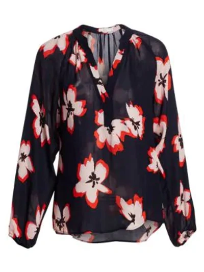 Shop A.l.c Jules Floral Silk Blouse In Midnight Light Pink Flower