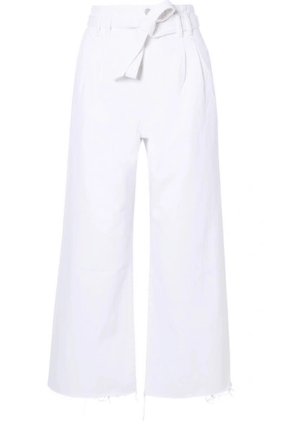 Shop J Brand Belted High-rise Wide-leg Jeans In White