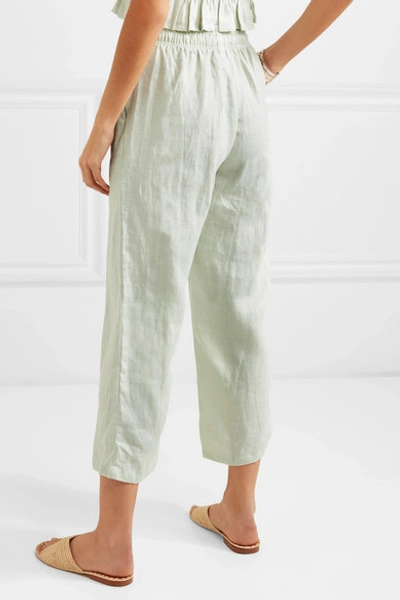 Shop Faithfull The Brand Clemence Cropped Linen Pants In Mint