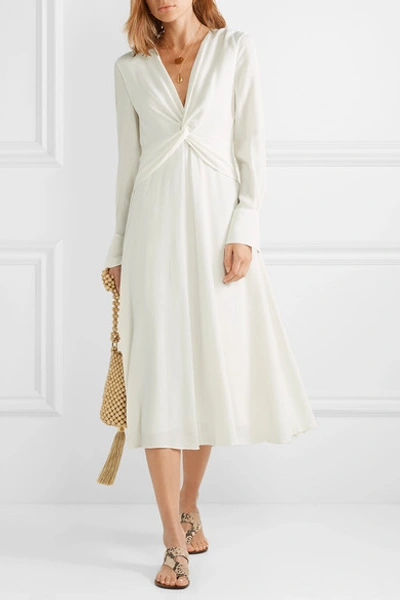 Shop Equipment Faun Knotted Crepe Midi Dress In White