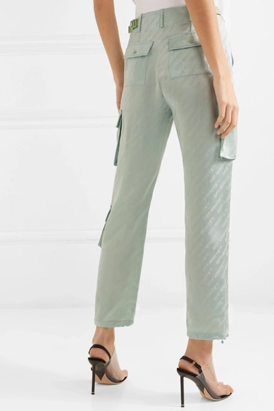 Shop Off-white Satin-jacquard Straight-leg Pants In Mint