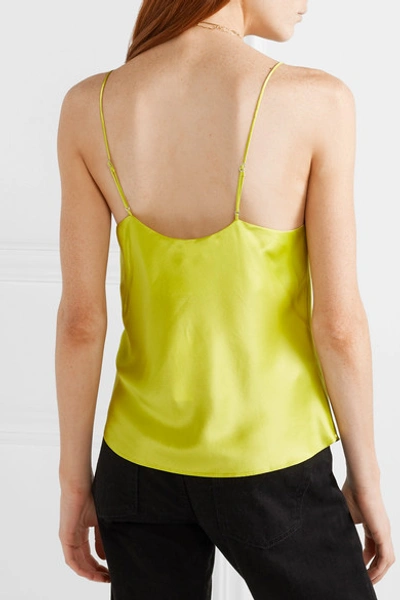 Shop Fleur Du Mal Silk-satin Camisole In Chartreuse