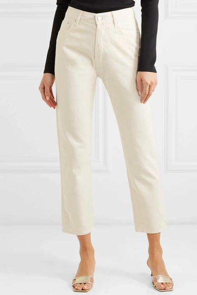 Shop Casasola Mid-rise Cropped Straight-leg Jeans In White