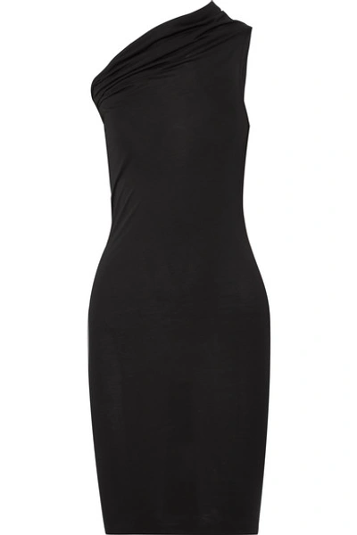Shop Rick Owens One-shoulder Stretch-jersey Mini Dress In Black