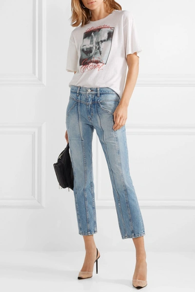 Shop Adaptation Rider Cropped Paneled High-rise Skinny Jeans In Mid Denim