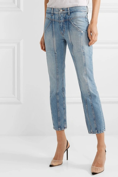 Shop Adaptation Rider Cropped Paneled High-rise Skinny Jeans In Mid Denim