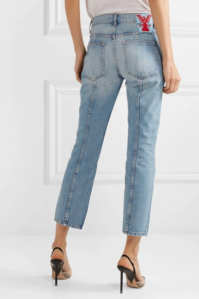 Shop Adaptation Rider Cropped Paneled High-rise Skinny Jeans In Mid Denim