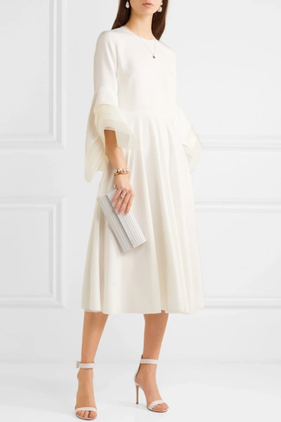 Shop Roksanda Tulle-trimmed Crepe Midi Dress In Ivory