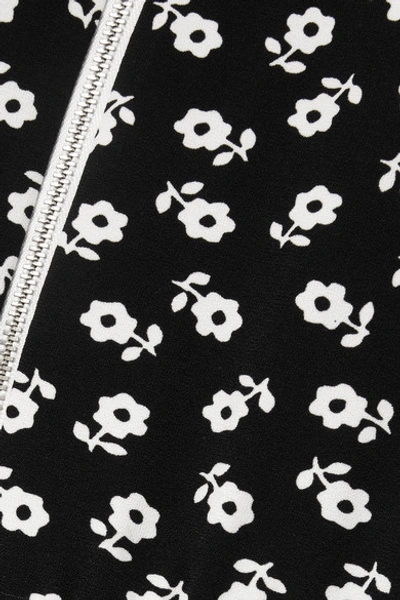 Shop Alexa Chung Floral-print Crepe Midi Dress In Black