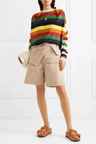 Shop Jw Anderson Belted Cotton-drill Shorts In Beige