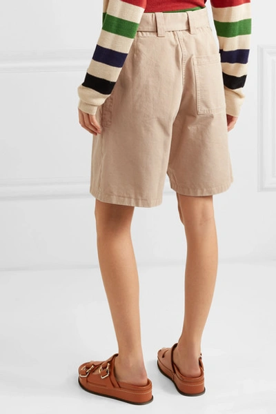 Shop Jw Anderson Belted Cotton-drill Shorts In Beige