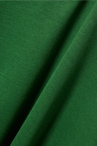 Shop Prada Intarsia Wool Polo Shirt In Dark Green