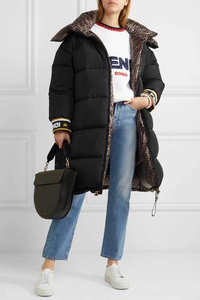 Shop Fendi Reversible Printed Quilted Shell Down Jacket In Black