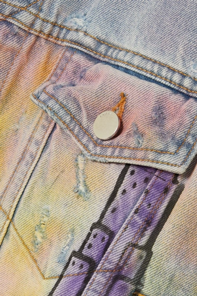 Shop Amiri Airbrush Distressed Denim Jacket