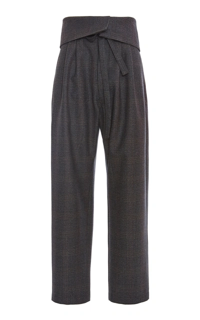 Shop Loewe Belted Pleated Trousers In Grey
