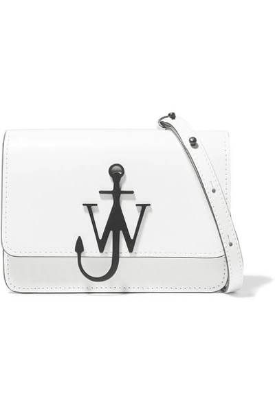 Shop Jw Anderson Logo Mini Leather Shoulder Bag In White