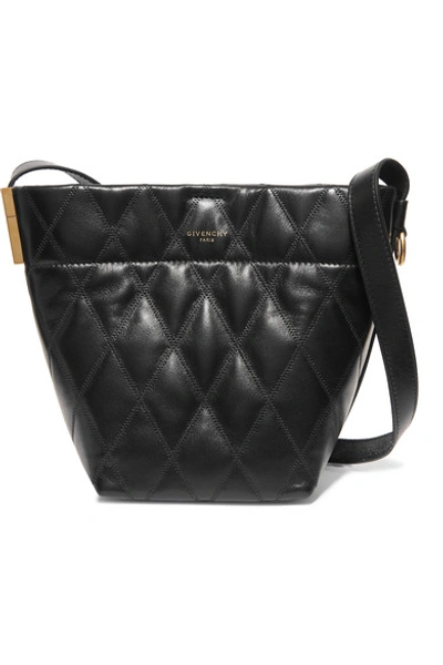 Shop Givenchy Gv Mini Quilted Leather Bucket Bag In Black