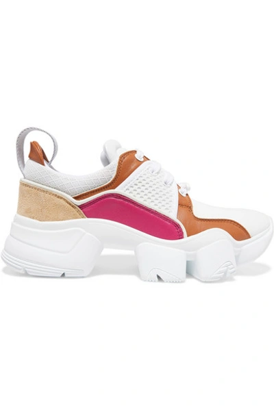 Shop Givenchy Jaw Mesh And Suede-trimmed Leather, Neoprene And Rubber Sneakers In White