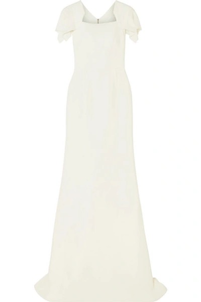 Shop Roland Mouret Clovelly Wool-crepe Gown In White