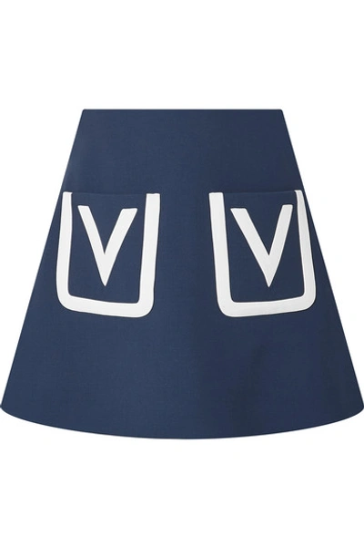 Shop Valentino Wool Mini Skirt In Navy