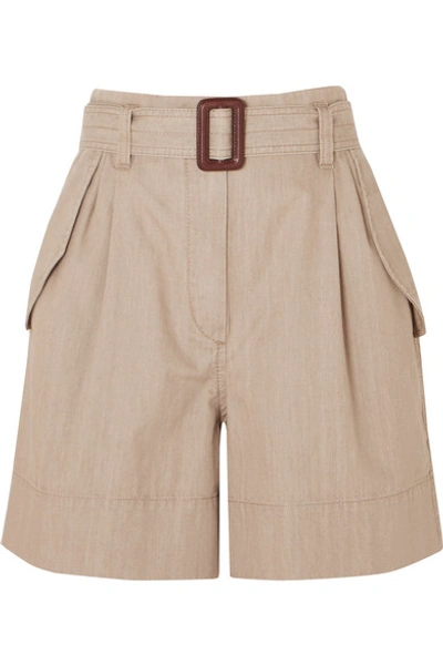 Shop Brunello Cucinelli Belted Cotton Shorts In Beige
