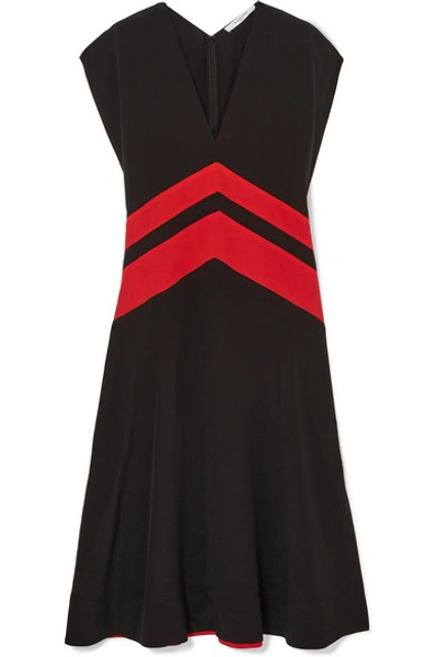 Shop Givenchy Striped Silk Crepe De Chine Midi Dress In Black