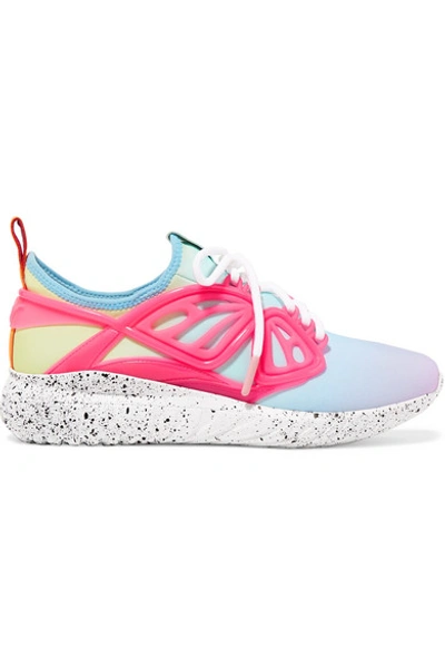 Shop Sophia Webster Fly-bi Rubber And Leather-trimmed Neoprene Sneakers In Pink