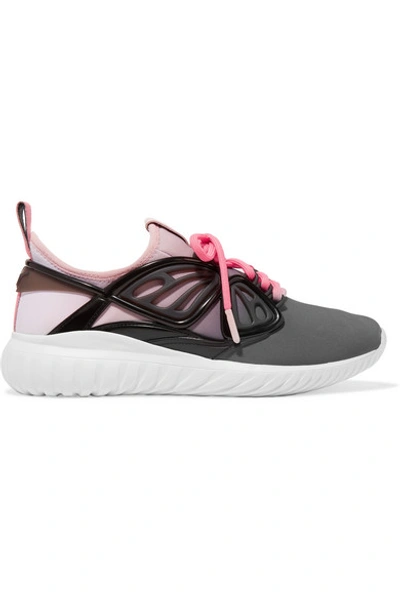 Shop Sophia Webster Fly-by Rubber And Leather-trimmed Neoprene Sneakers In Pink