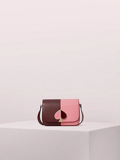 Shop Kate Spade Nicola Bicolor Small Shoulder Bag In Roasted Fig/rococo Pink