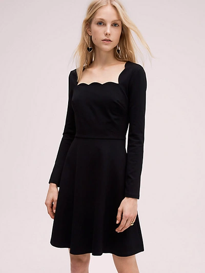 Shop Kate Spade Scallop Ponte Dress In Black