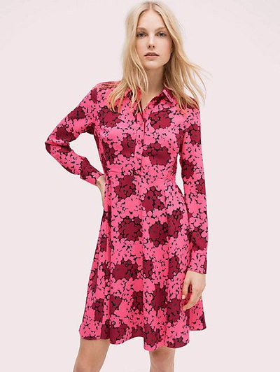 Shop Kate Spade Bubble Dot Smocked Dress In Rhubarb Jam