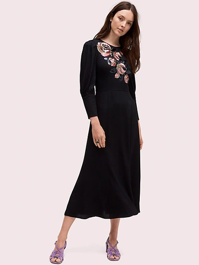 Shop Kate Spade Sequin Embellished Midi Dress In Black