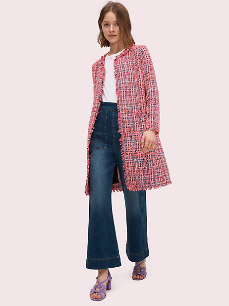 Kate Spade Multi Tweed Coat In Perfect Peony | ModeSens