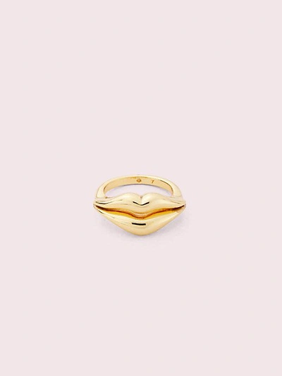 Shop Kate Spade Lips Statement Ring In Gold