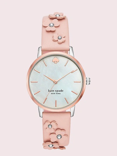 Shop Kate Spade Metro Floral Vachetta Leather Watch