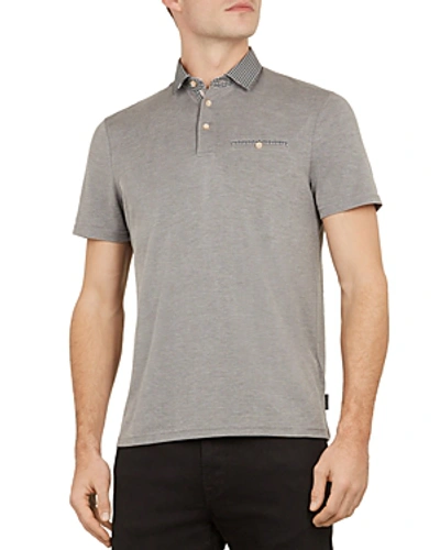 Shop Ted Baker Doller Woven-collar Regular Fit Polo Shirt In Black