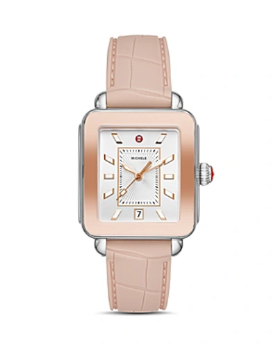 Shop Michele Deco Sport Two-tone Rose Gold-tone Watch, 34mm X 36mm In Pink