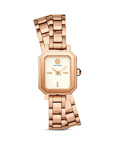 Shop Tory Burch Robinson Mini Watch, 22mm In White/rose Gold