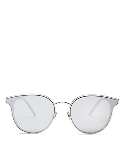 Shop Saint Laurent Women's Oversized Round Sunglasses, 64mm In Silver/silver