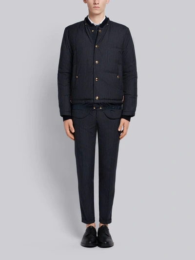 Shop Thom Browne Narrow Pinstripe Down Bomber Jacket In Blue