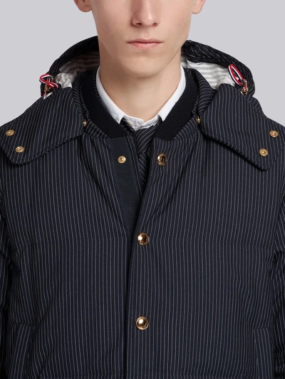 Shop Thom Browne Narrow Pinstripe Down Bomber Jacket In Blue