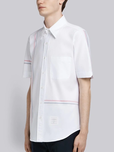 Shop Thom Browne Engineered Rwb Stripe Oxford Shirt In White